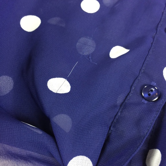 Bongo Polka Dot Print Tie Front Button Down Top - Picture 4 of 8